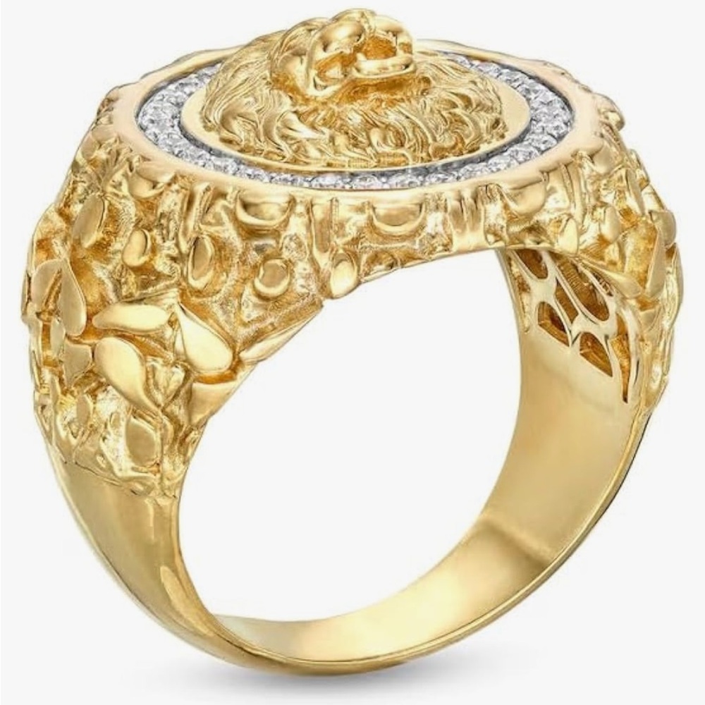 Gold Lion Ring with Silver Accents (knock off)